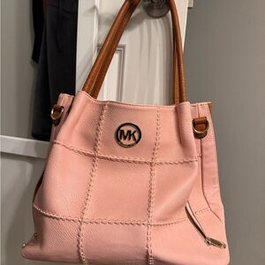Michael Kors Pink Shoulder Bag with Tan Straps